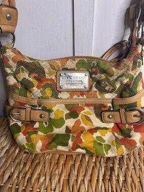 Relic Multicolor Canvas Shoulder Bag - Green/Orange/Yellow Floral Print